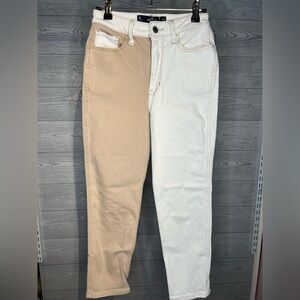 Hollister Tan and Cream Ultra High-Rise Jeans Size 0S